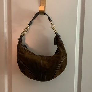 Coach Brown Suede Slouchy Shoulder Bag